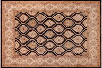 handmade Transitional Kafkaz Chobi Ziegler Black Ivory Hand Knotted RECTANGLE 100% WOOL area rug 9 x 12